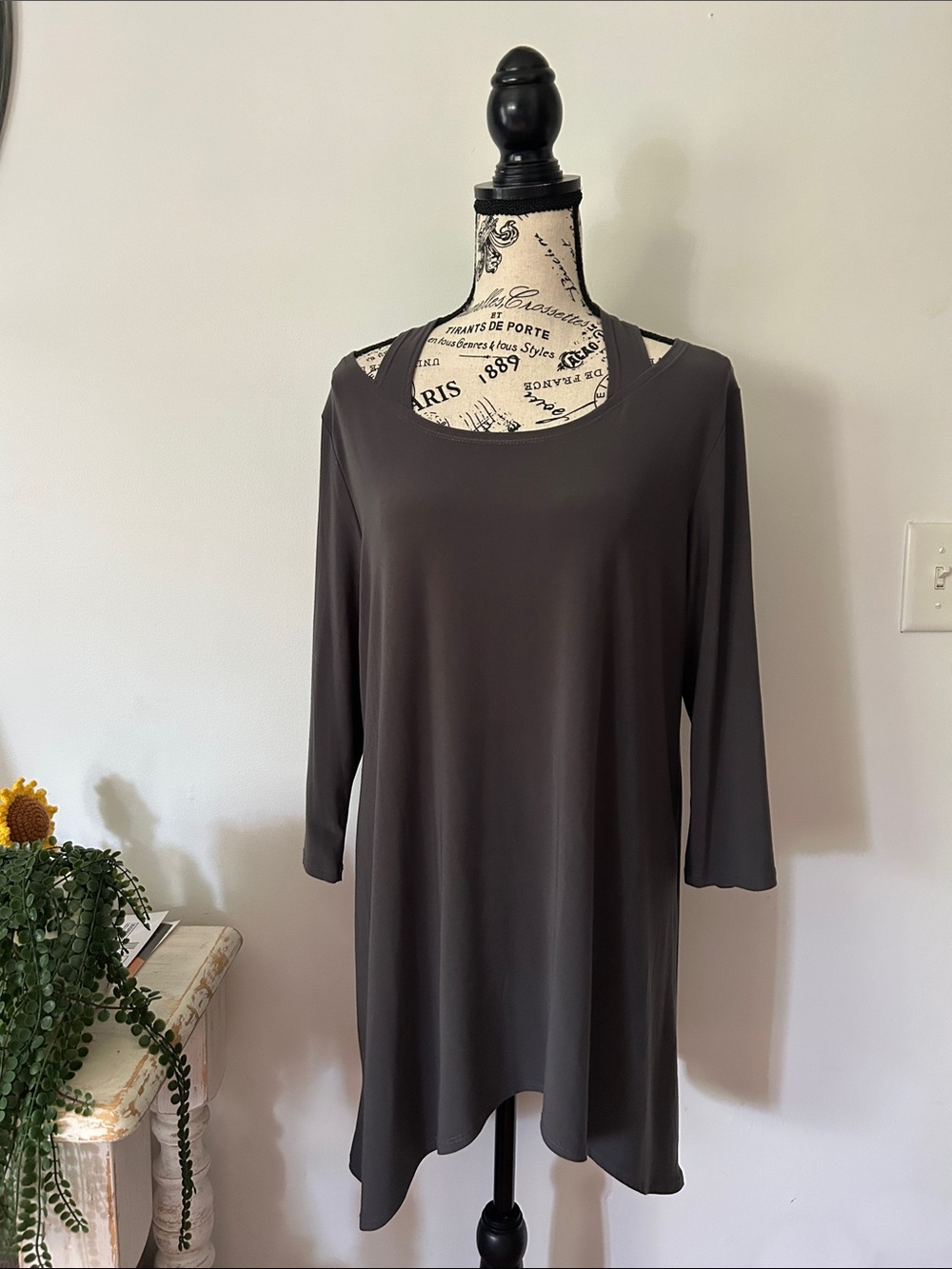 Clara Sun Woo Grey Long Tunic Top Women's size L